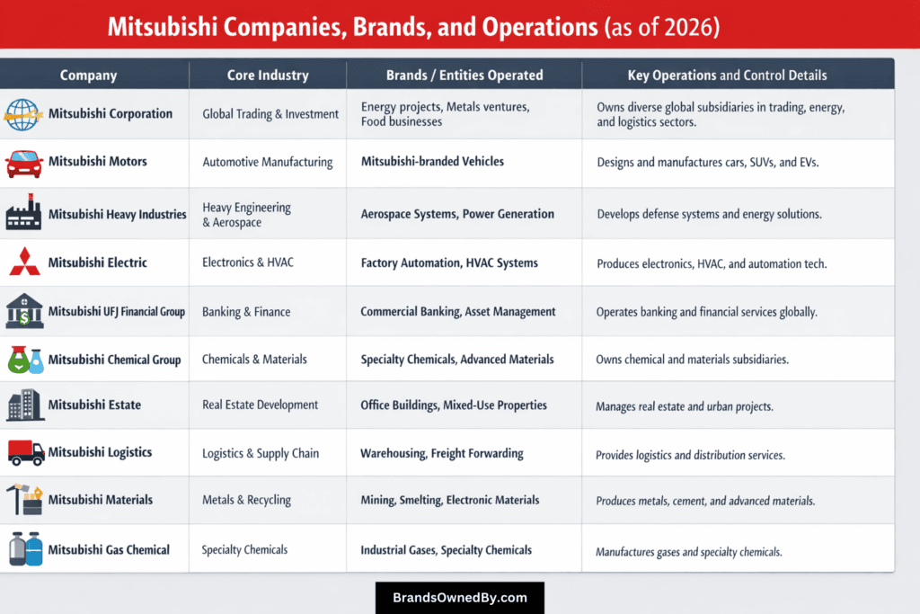 Companies owned by Mitsubishi