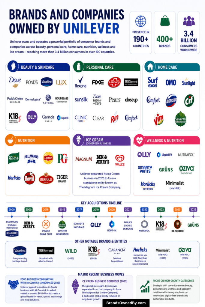 Brands owned by Unilever