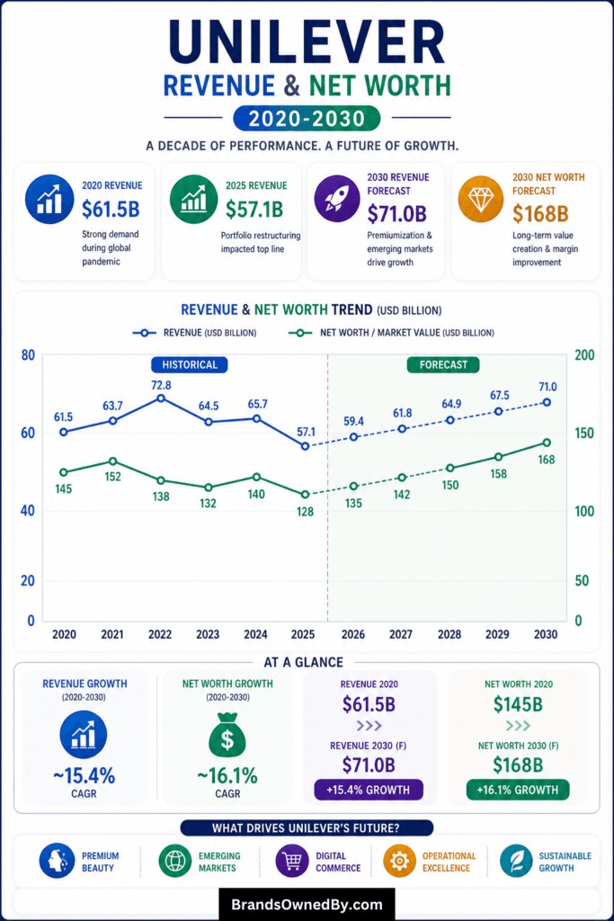Unilever revenue and net worth 2020-30
